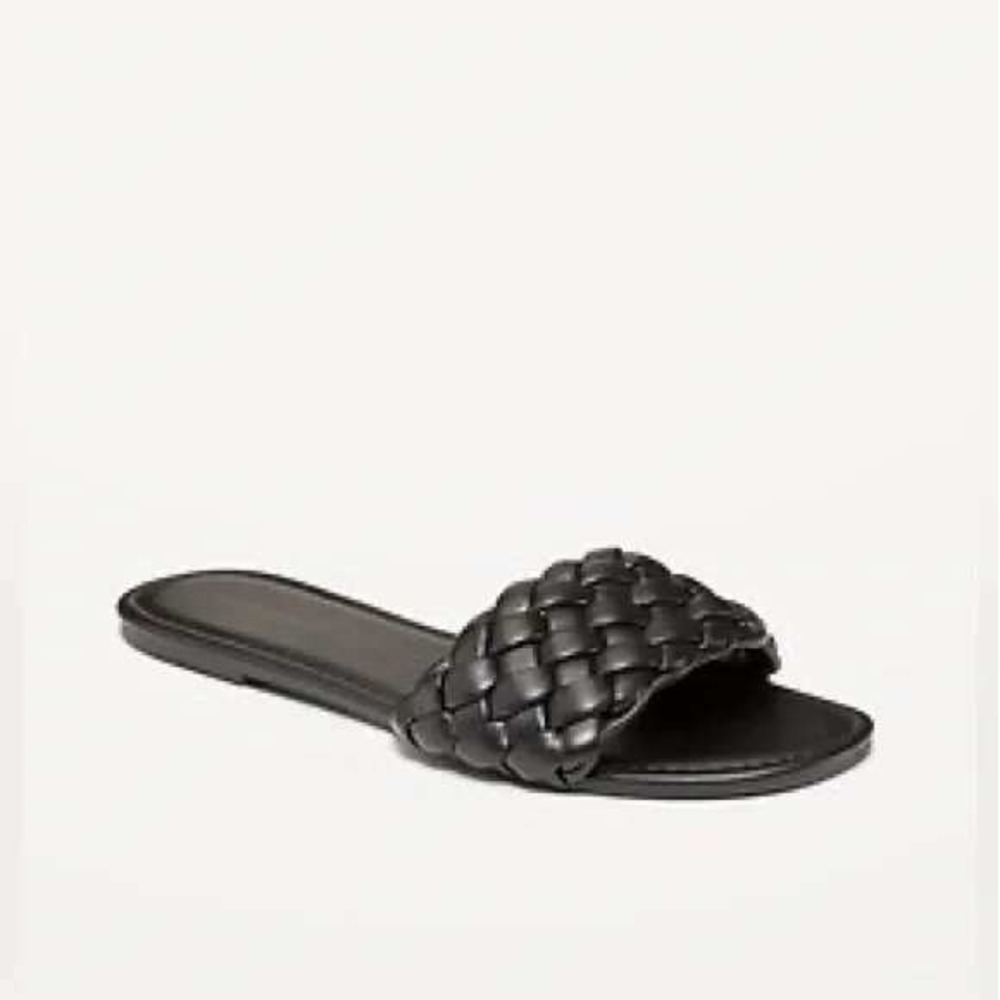 OLD NAVY Women Black Woven Slide Sandals‎ Slip On Open Toe Casual Summer M